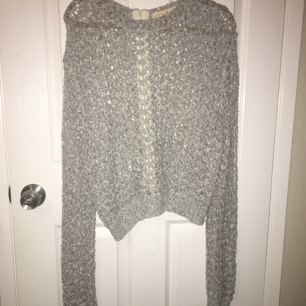 Cropped blue and white sweater